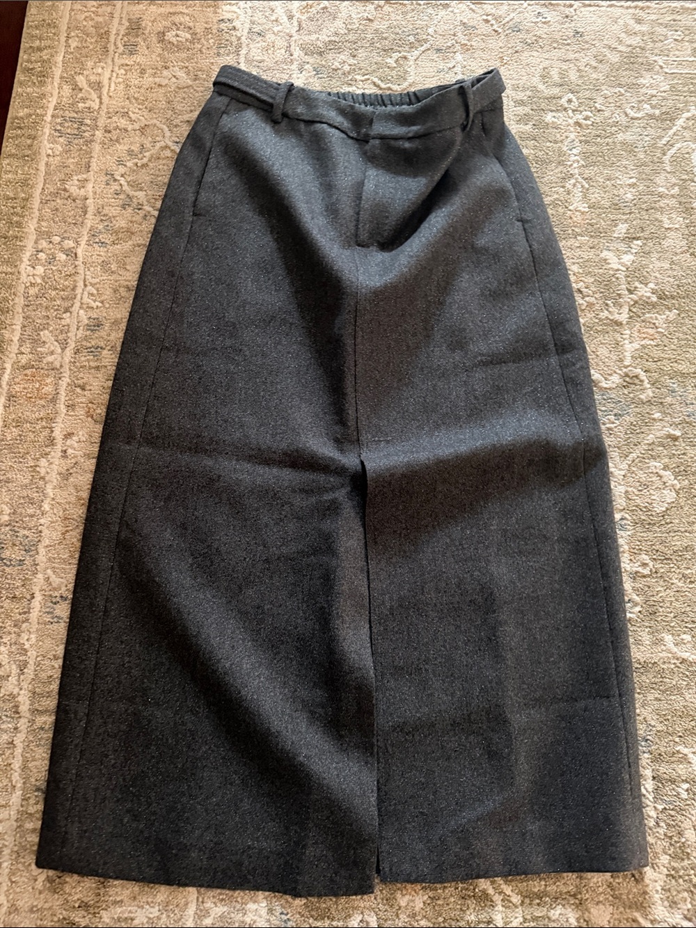 Brunello Cucinelli Charcoal Wool Blend Midi Skirt
